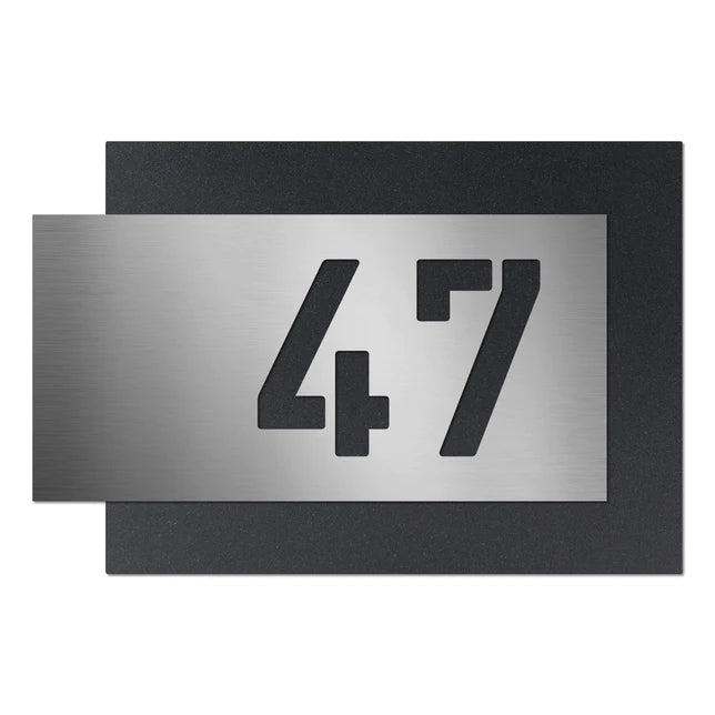 Hausnummer H5 aus Edelstahl, 3D-Effekt, pulverbeschichtet - GÜRTLER.shop