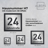 Hausnummer H7 aus Edelstahl, 3D-Effekt, pulverbeschichtet, mit Straßennamen - GÜRTLER.shop