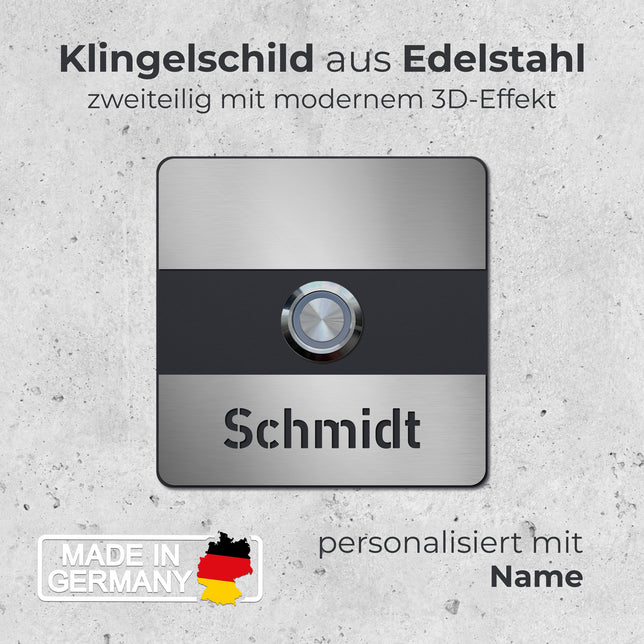 Klingel K8 in Edelstahl, 3D-Effekt, Anthrazit RAL7016 - GÜRTLER.shop