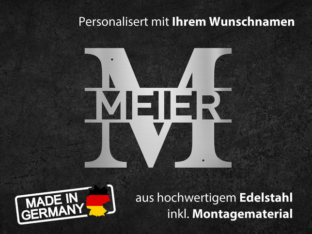 Monogramm M3 in Edelstahl, personalisiert mit deinem Namen - GÜRTLER.shop