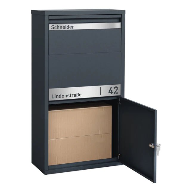 Paketbox PB4 für Wandmontage mit Edelstahl-Schild - GÜRTLER.shop