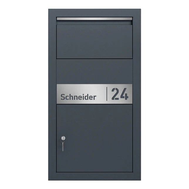 Paketbox PB6 personalisiert mit Edelstahl-Schild - GÜRTLER.shop