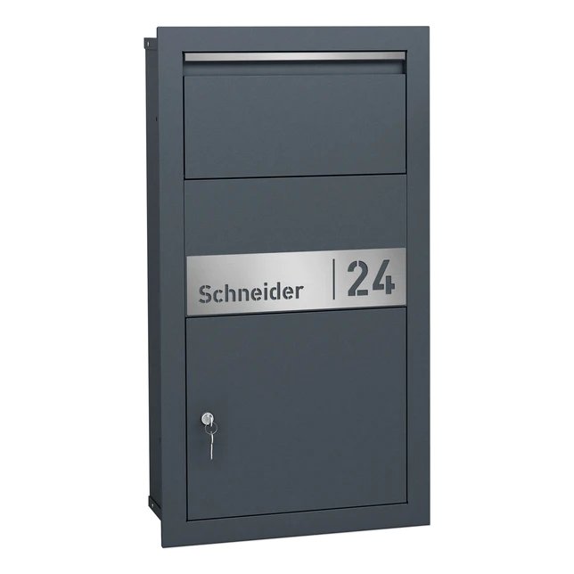 Paketbox PB6 personalisiert mit Edelstahl-Schild - GÜRTLER.shop