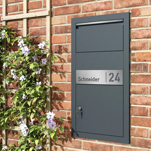 Paketbox PB6 personalisiert mit Edelstahl-Schild - GÜRTLER.shop