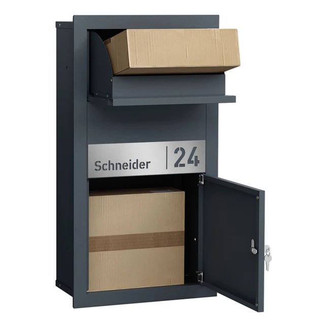 Paketbox PB6 personalisiert mit Edelstahl-Schild - GÜRTLER.shop
