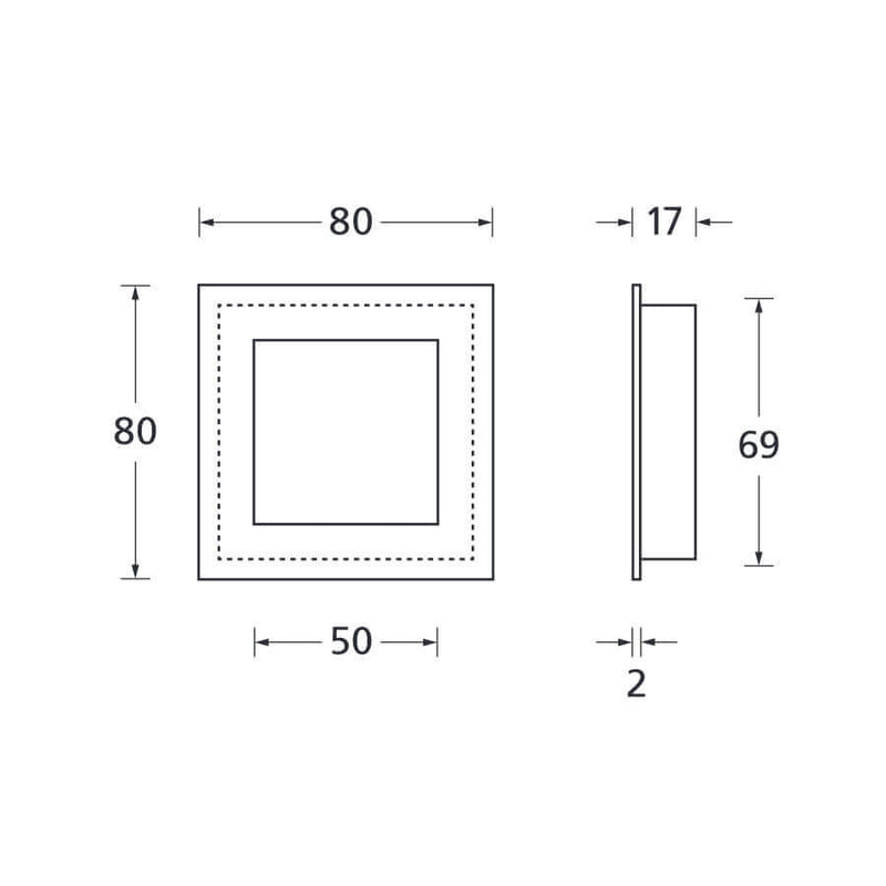 Schiebetürmuschel eckig, geschlossen, 80x80mm, Edelstahl matt - GÜRTLER.shop