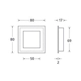 Schiebetürmuschel eckig, geschlossen, 80x80mm, Edelstahl matt - GÜRTLER.shop
