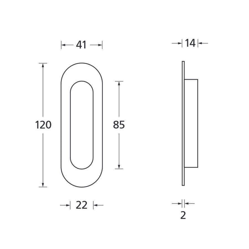 Schiebetürmuschel oval, 120mm, Edelstahl poliert - GÜRTLER.shop