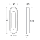 Schiebetürmuschel oval, offen, 47x160mm, Edelstahl matt - GÜRTLER.shop