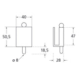 Türfeststeller für Glastür, SCOOP, Nickel satin - GÜRTLER.shop