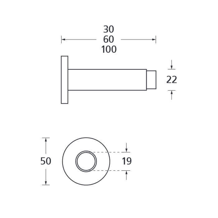 Türstopper TS22 div. Längen, Edelstahl matt - GÜRTLER.shop